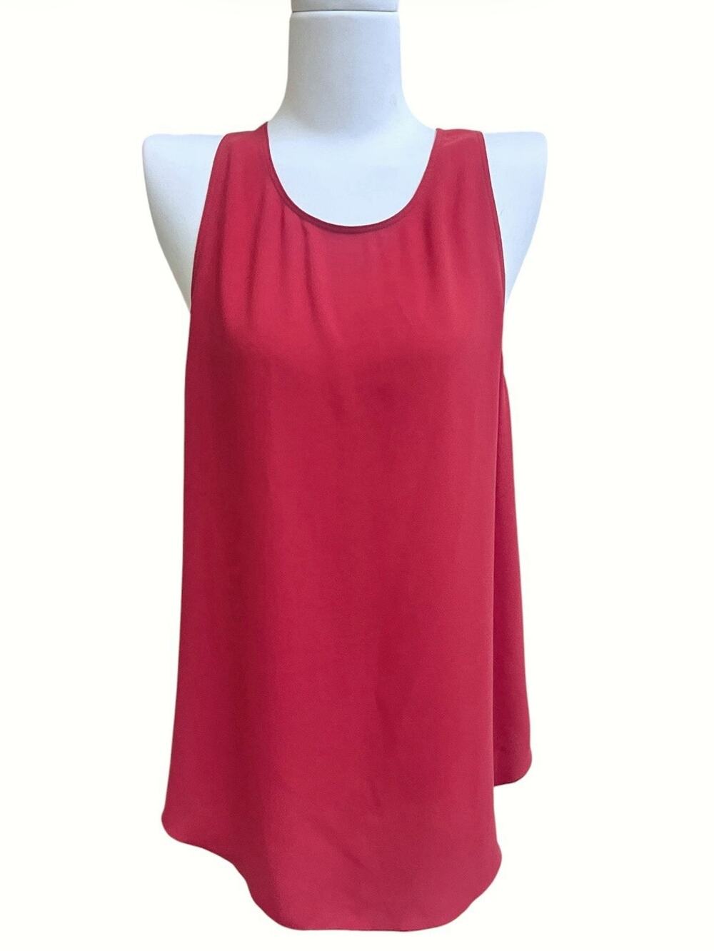 Wilfred Aritzia Womens Sevres Tunic Tank Sz M Hi Lo Coral Red Zipper Back Top